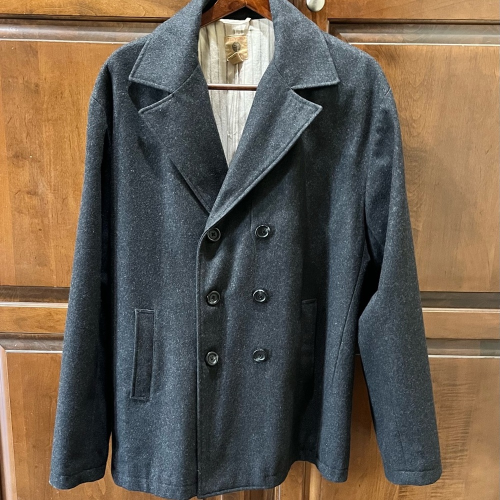 Men’s XL Trevero wool blend dark charcoal gray peacoat